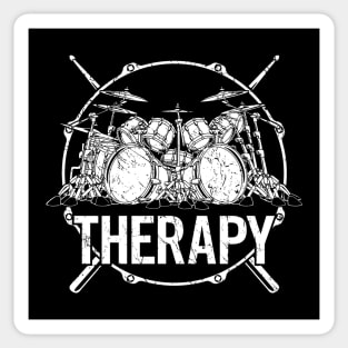 Drummers Therapy Drum Set with Crossed Drum Sticks Cartoon Illustration Sticker